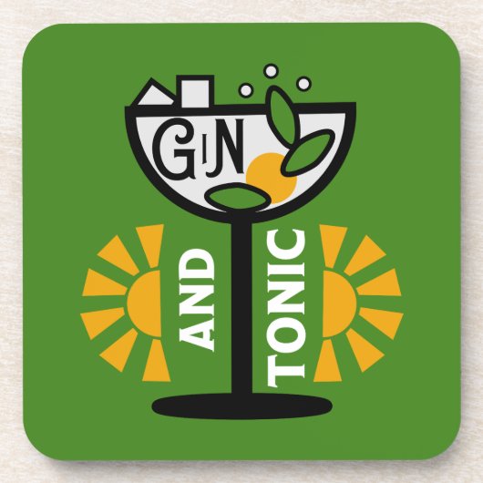 Vintage Gin- und Tonkunst Getränkeuntersetzer (Vorderseite)