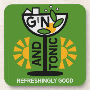 Vintage Gin- und Tonkunst Getränkeuntersetzer
