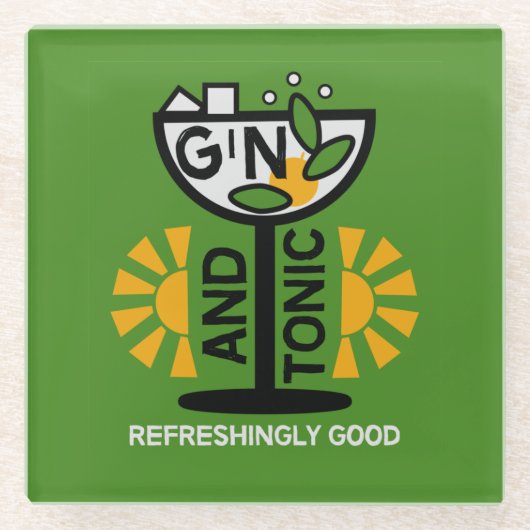Vintage Gin- und Tonkunst Glasuntersetzer (Vorderseite)