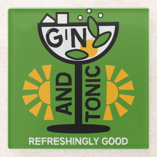Vintage Gin- und Tonkunst Glasuntersetzer (Vorderseite)