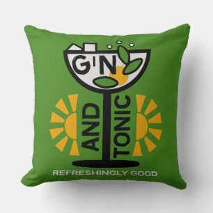 Vintage Gin- und Tonkunst Kissen