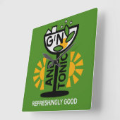 Vintage Gin- und Tonkunst Quadratische Wanduhr (Winkel)