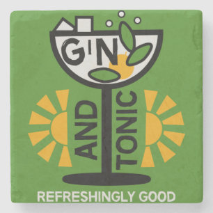Vintage Gin- und Tonkunst Steinuntersetzer