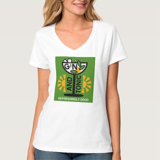 Vintage Gin- und Tonkunst T-Shirt (Vorderseite)