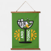 Vintage Gin- und Tonkunst Wandteppich Mit Holzrahmen (Vorderseite)