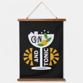 Vintage Gin- und Tonkunst Wandteppich Mit Holzrahmen (Vorderseite 2)