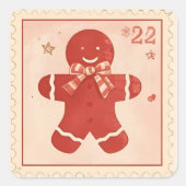 Vintage Gingerbread Man Christmas Quadratischer Aufkleber (Vorderseite)