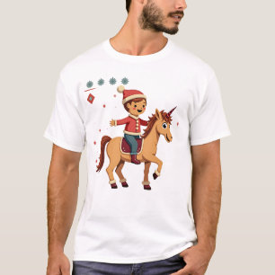 Vintage Gingerbread Mann Reitet Einhorn Weihnachte T-Shirt