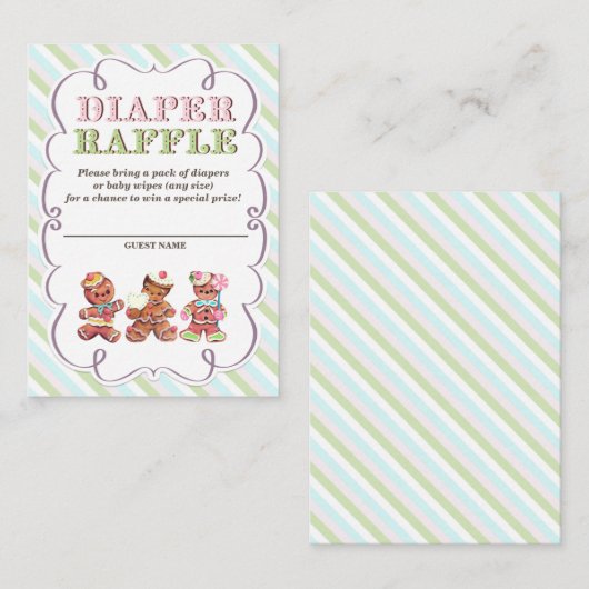 Vintage Gingerbrot-Windeln-Raffelkarten Begleitkarte (Vorne/Hinten)