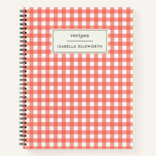 Vintage-Gingham-Kariert-Rot-Personalisiertes-Rezep Notizblock