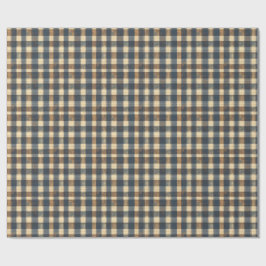 Vintage Gingham Plaid in Navy and Brown for Dad Geschenkpapier