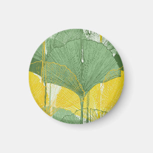 Vintage Ginkgo Biloba: Tropische Blätter Magnet