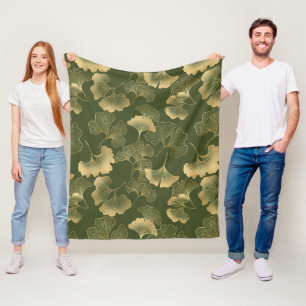 Vintage Ginkgo-Blattmuster Fleecedecke