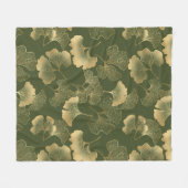 Vintage Ginkgo-Blattmuster Fleecedecke (Vorderseite (Horizontal))