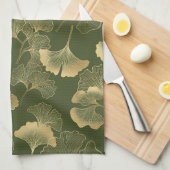 Vintage Ginkgo-Blattmuster Geschirrtuch (Viertel Falte)