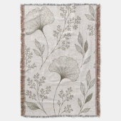 Vintage-Ginkgo-Botanik-Webwurfdecke Decke (Vorderseite Vertikal)