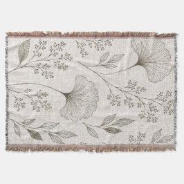 Vintage-Ginkgo-Botanik-Webwurfdecke Decke