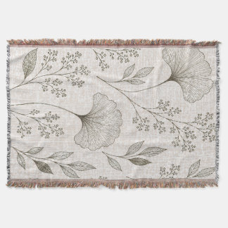 Vintage-Ginkgo-Botanik-Webwurfdecke Decke