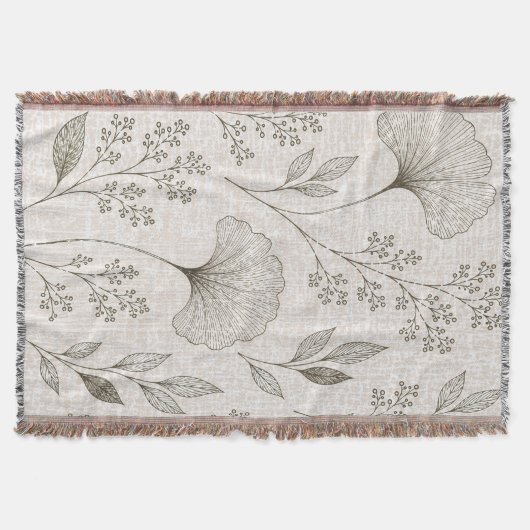 Vintage-Ginkgo-Botanik-Webwurfdecke Decke (Vorderseite)
