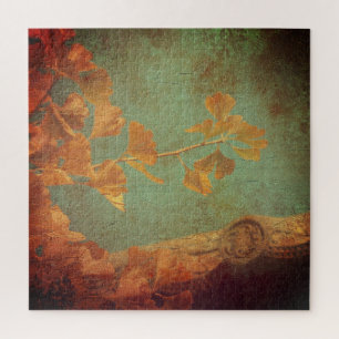 Vintage Ginkgobaum Gold und Grün orientalisch Puzzle