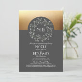 Vintage Gipskraut Wath Gold-Engagement-Partei Einladung (Stehend Vorderseite)