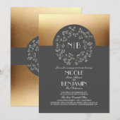 Vintage Gipskraut Wath Gold-Engagement-Partei Einladung (Vorne/Hinten)