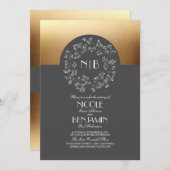 Vintage Gipskraut Wreath Gold-Hochzeit Einladung (Vorne/Hinten)