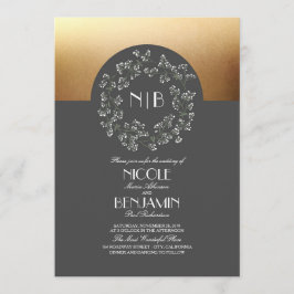 Vintage Gipskraut Wreath Gold-Hochzeit Einladung