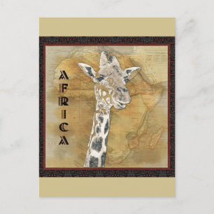 Vintage Giraffe Afrika Reisekarte Postkarte