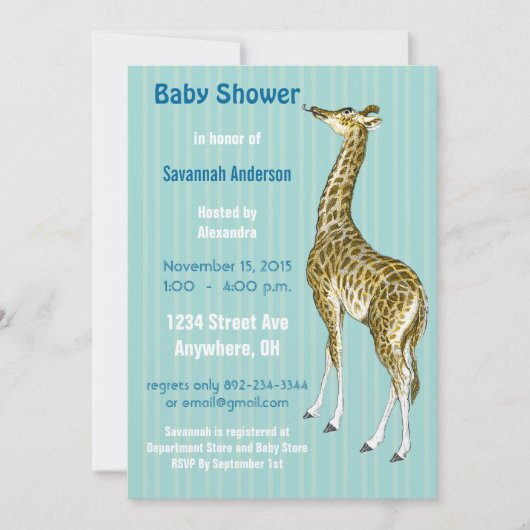 Vintage Giraffe Baby Boy Shower Einladungen (Vorderseite)