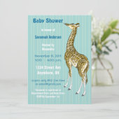 Vintage Giraffe Baby Boy Shower Einladungen (Stehend Vorderseite)