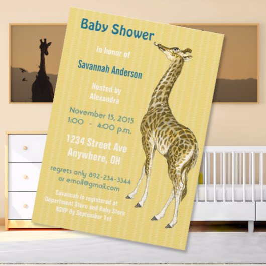 Vintage Giraffe Baby Boy Shower Einladungen