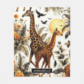 Vintage Giraffe Fleecedecke (Vorderseite)
