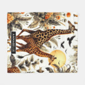 Vintage Giraffe Fleecedecke (Vorderseite (Horizontal))