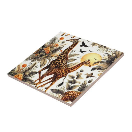 Vintage Giraffe Fliese (Seite)