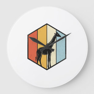 Vintage-Giraffe-Geometrisches-Safari-Vector-Shirt_ Große Wanduhr