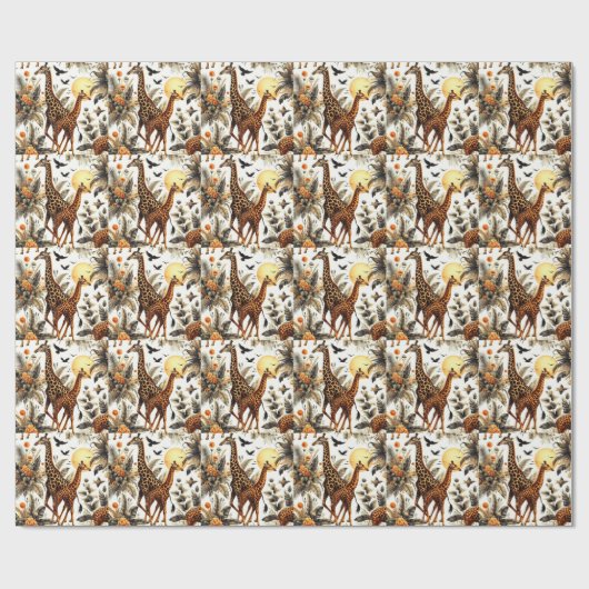 Vintage Giraffe Geschenkpapier (Flach)