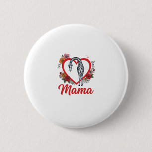 Vintage Giraffe Mama Floral Heart Shirt Design_1 Button
