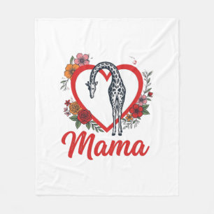Vintage Giraffe Mama Floral Heart Shirt Design_1 Fleecedecke