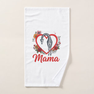 Vintage Giraffe Mama Floral Heart Shirt Design_1 Handtuch