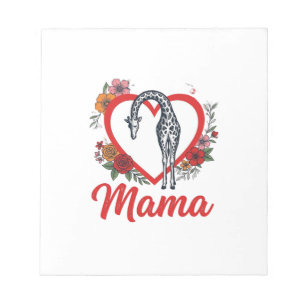 Vintage Giraffe Mama Floral Heart Shirt Design_1 Notizblock