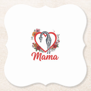 Vintage Giraffe Mama Floral Heart Shirt Design_1 Untersetzer