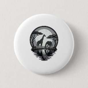 Vintage-Giraffe-Mond-Silhouette-Safari-Vektor-Desi Button