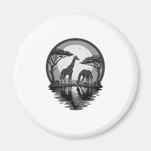 Vintage-Giraffe-Mond-Silhouette-Safari-Vektor-Desi Magnet