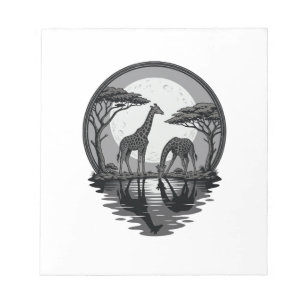 Vintage-Giraffe-Mond-Silhouette-Safari-Vektor-Desi Notizblock