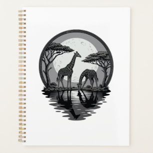 Vintage-Giraffe-Mond-Silhouette-Safari-Vektor-Desi Planer