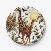 Vintage Giraffe Pappteller (Vorderseite)