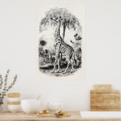 Vintage Giraffe Personalisierte Tierdarstellung Poster (Küche)