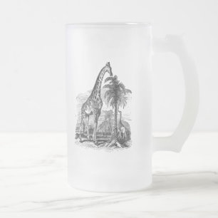 Vintage-Giraffe Personalisierte Tierillustration Mattglas Bierglas
