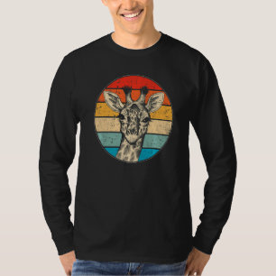 Vintage-Giraffe Retro-Farben Sonnenuntergang-Silho T-Shirt